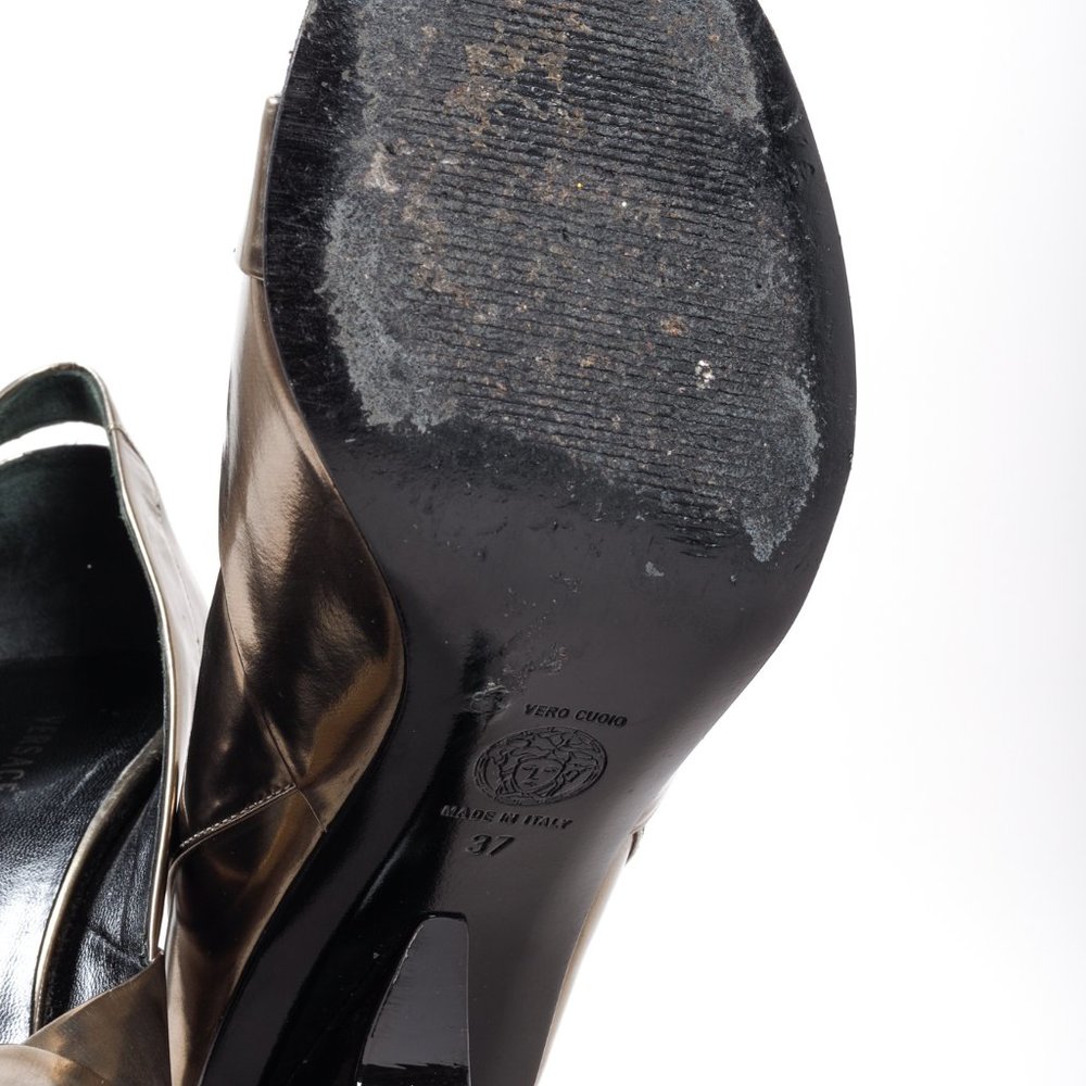 Versace Silver Metallic Sandals - Picture 6 of 10